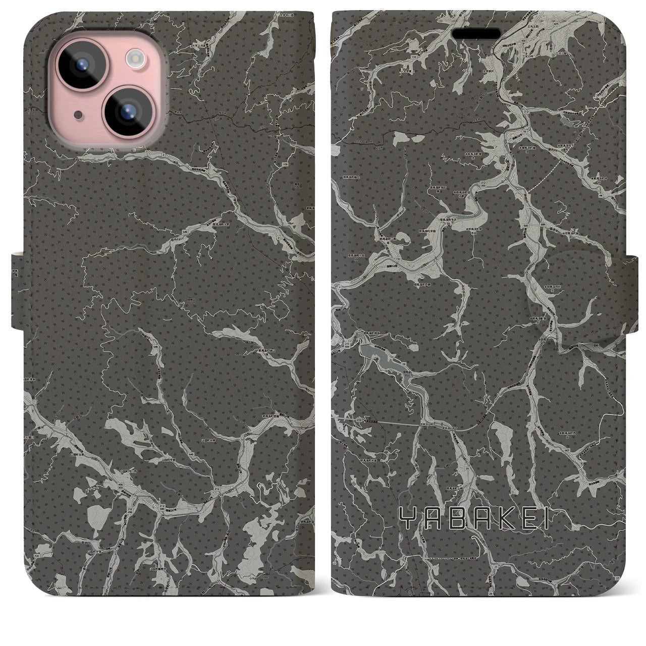 【耶馬渓(大分県)】地図柄iPhoneケース(手帳タイプ)