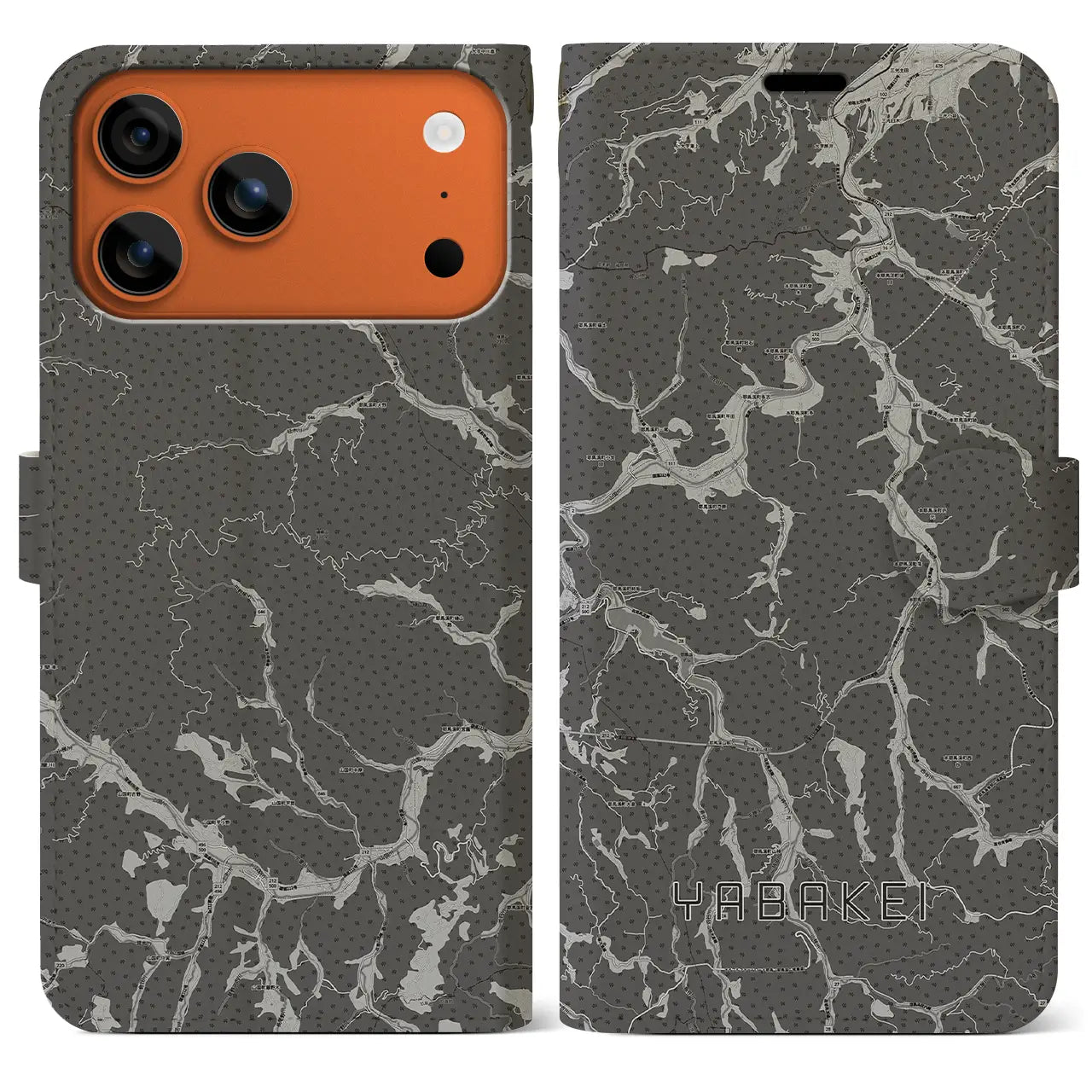 【耶馬渓(大分県)】地図柄iPhoneケース(手帳タイプ)