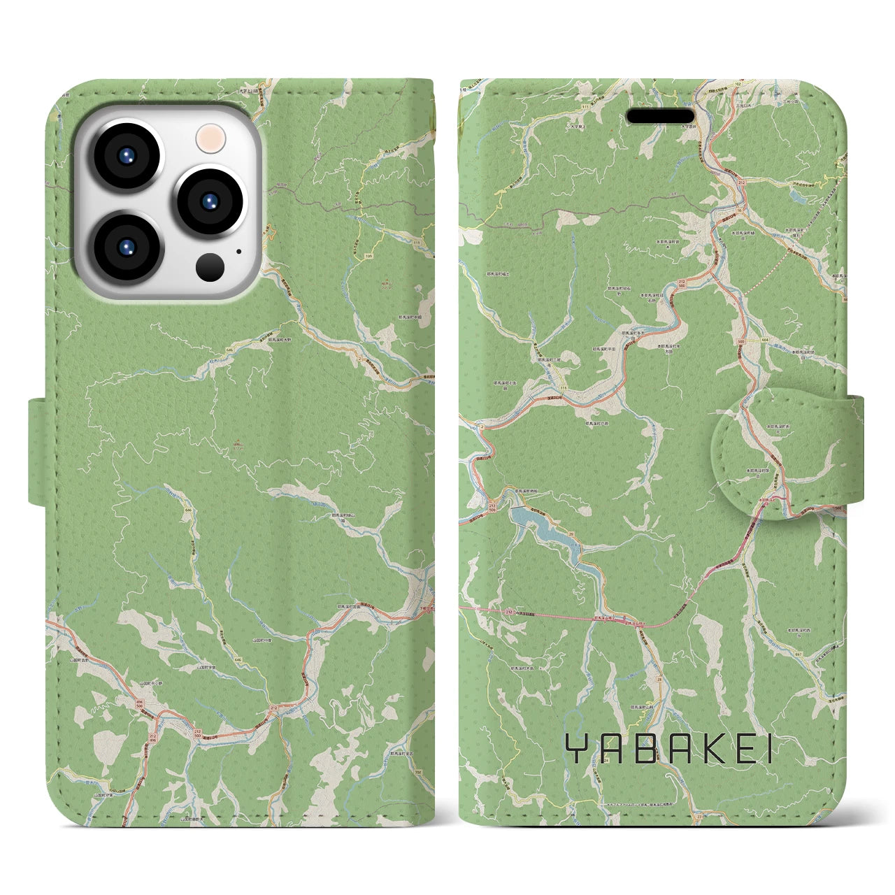 【耶馬渓(大分県)】地図柄iPhoneケース(手帳タイプ)