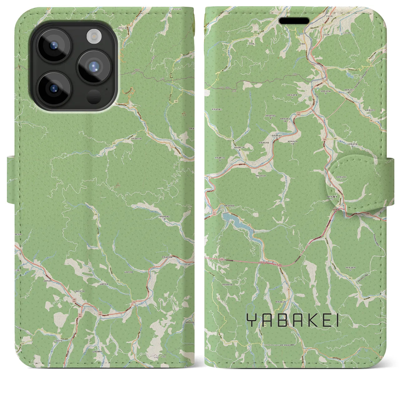 【耶馬渓(大分県)】地図柄iPhoneケース(手帳タイプ)ナチュラル・iPhone 15 Pro Max 用