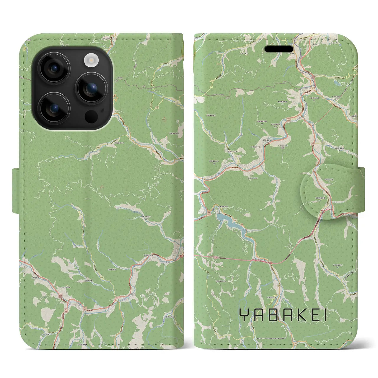 【耶馬渓(大分県)】地図柄iPhoneケース(手帳タイプ)ナチュラル・iPhone 16 用