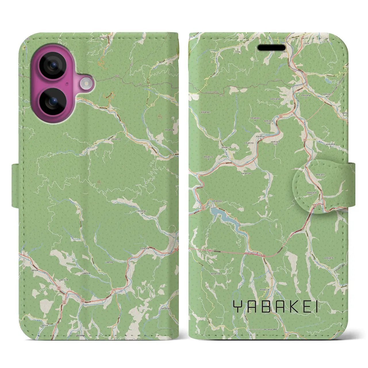 【耶馬渓(大分県)】地図柄iPhoneケース(手帳タイプ)ナチュラル・iPhone 16 Pro 用