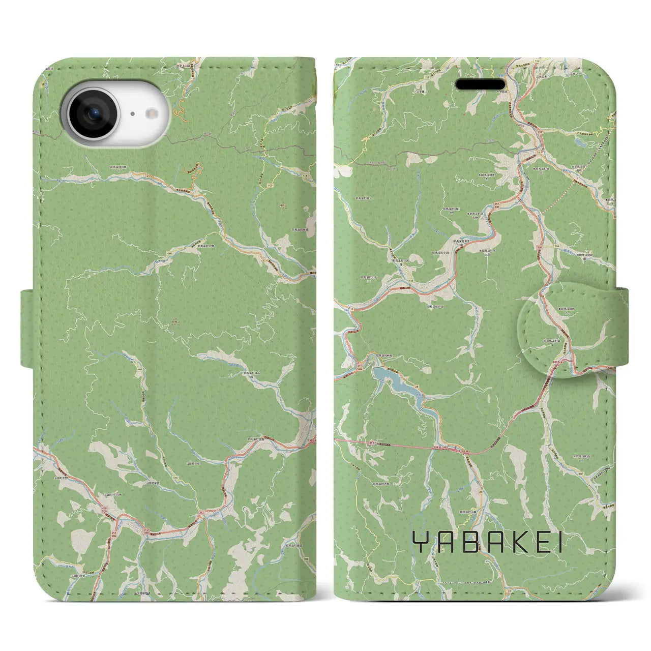【耶馬渓(大分県)】地図柄iPhoneケース(手帳タイプ)