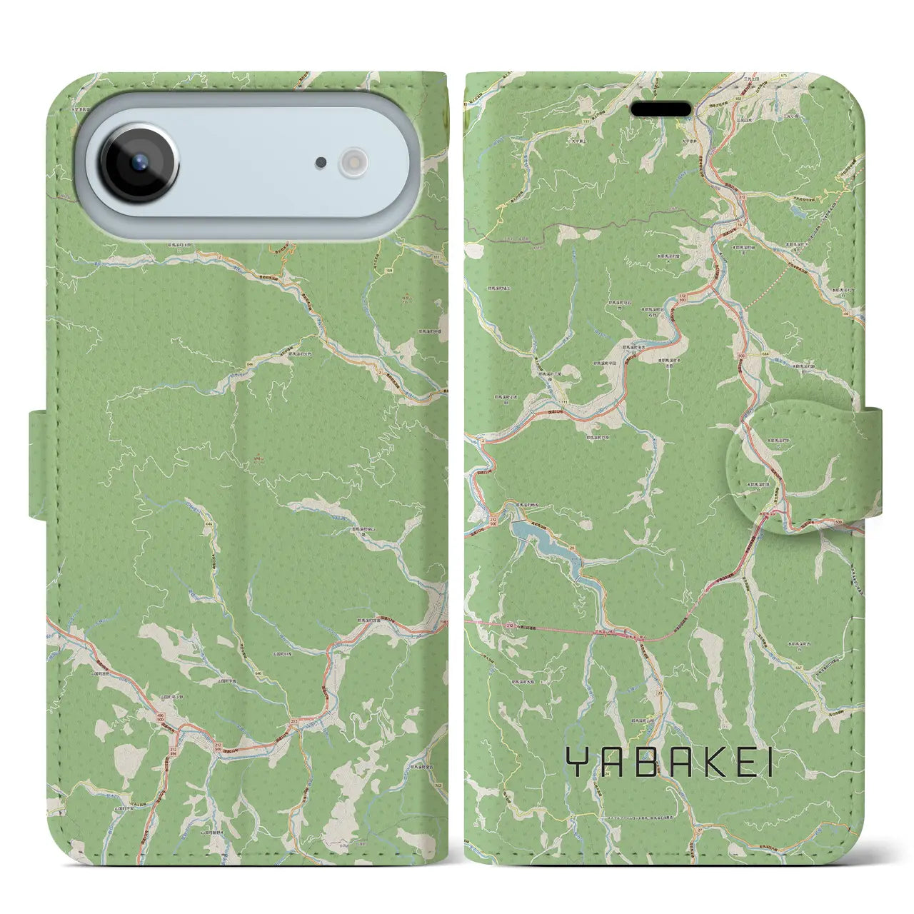 【耶馬渓(大分県)】地図柄iPhoneケース(手帳タイプ)モノトーン・iPhone 17 Pro Max 用
