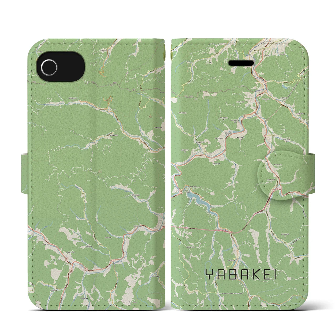 【耶馬渓(大分県)】地図柄iPhoneケース(手帳タイプ)ナチュラル・iPhone SE(第3 / 第2世代) / 8 / 7 / 6s / 6 用