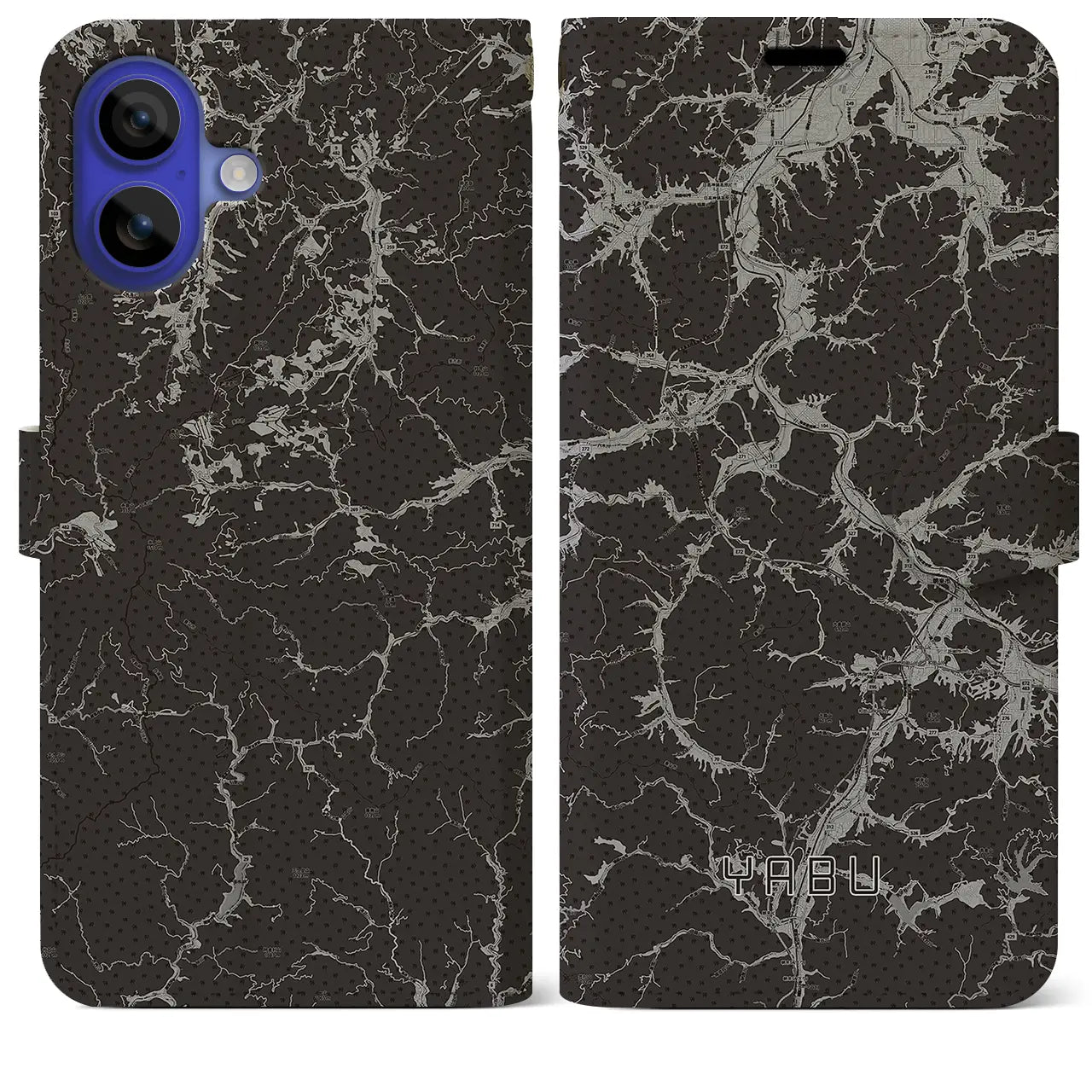 【養父(兵庫県)】地図柄iPhoneケース(手帳タイプ)モノトーン・iPhone 16 Pro Max 用