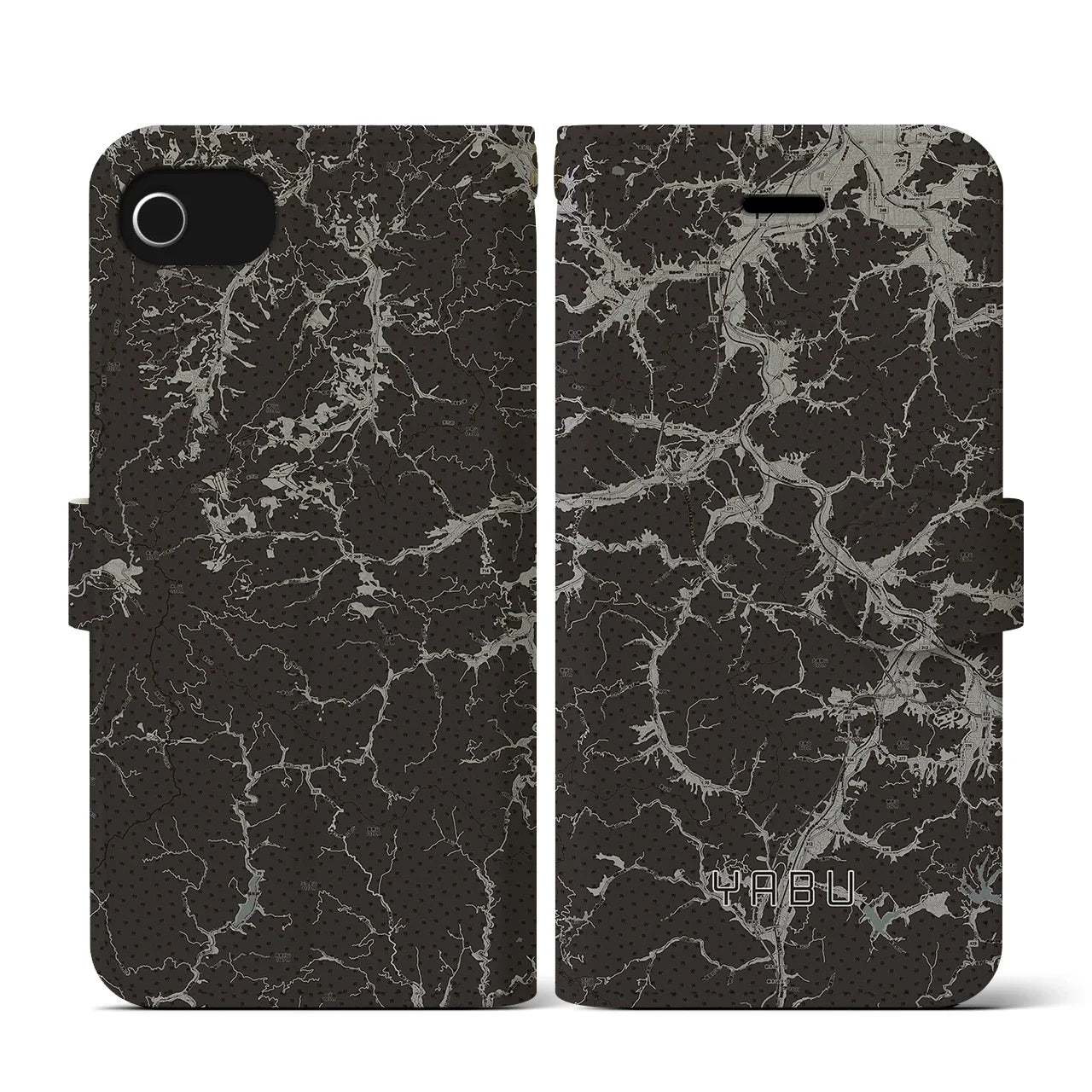 【養父(兵庫県)】地図柄iPhoneケース(手帳タイプ)モノトーン・iPhone SE(第3 / 第2世代) / 8 / 7 / 6s / 6 用