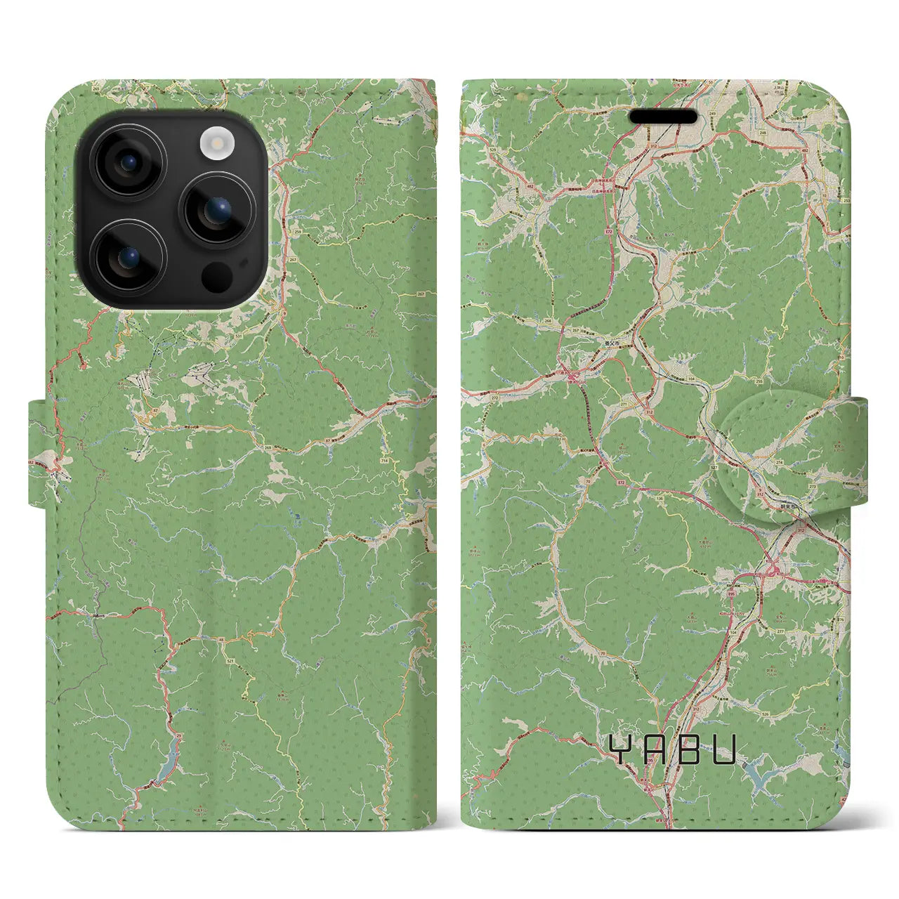 【養父(兵庫県)】地図柄iPhoneケース(手帳タイプ)ナチュラル・iPhone 16 用