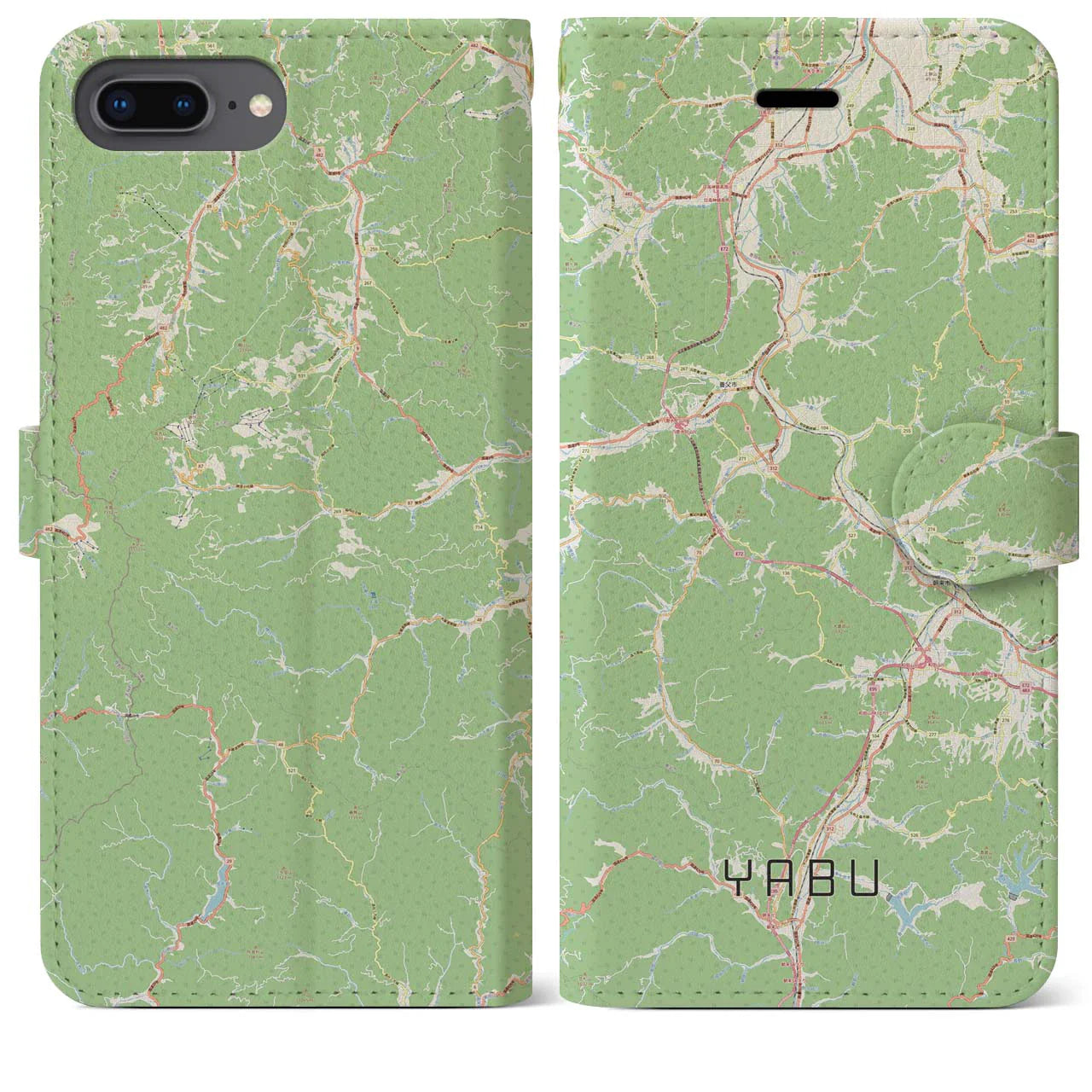 【養父(兵庫県)】地図柄iPhoneケース(手帳タイプ)ナチュラル・iPhone 8Plus /7Plus / 6sPlus / 6Plus 用