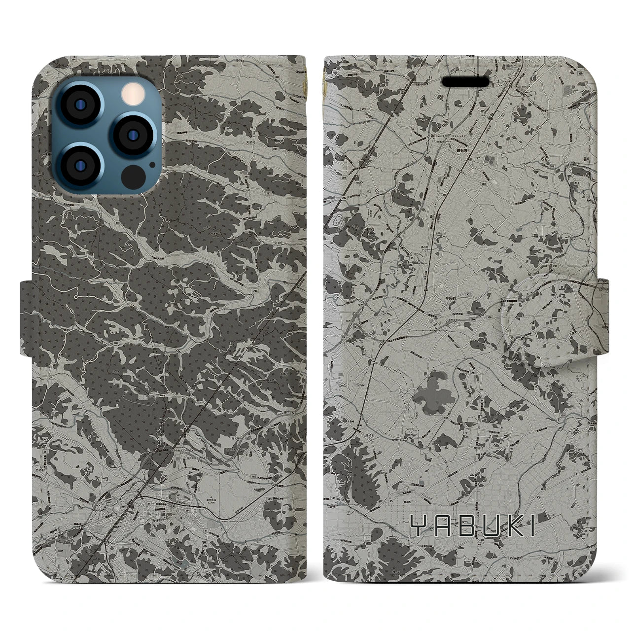 【矢吹(福島県)】地図柄iPhoneケース(手帳タイプ)