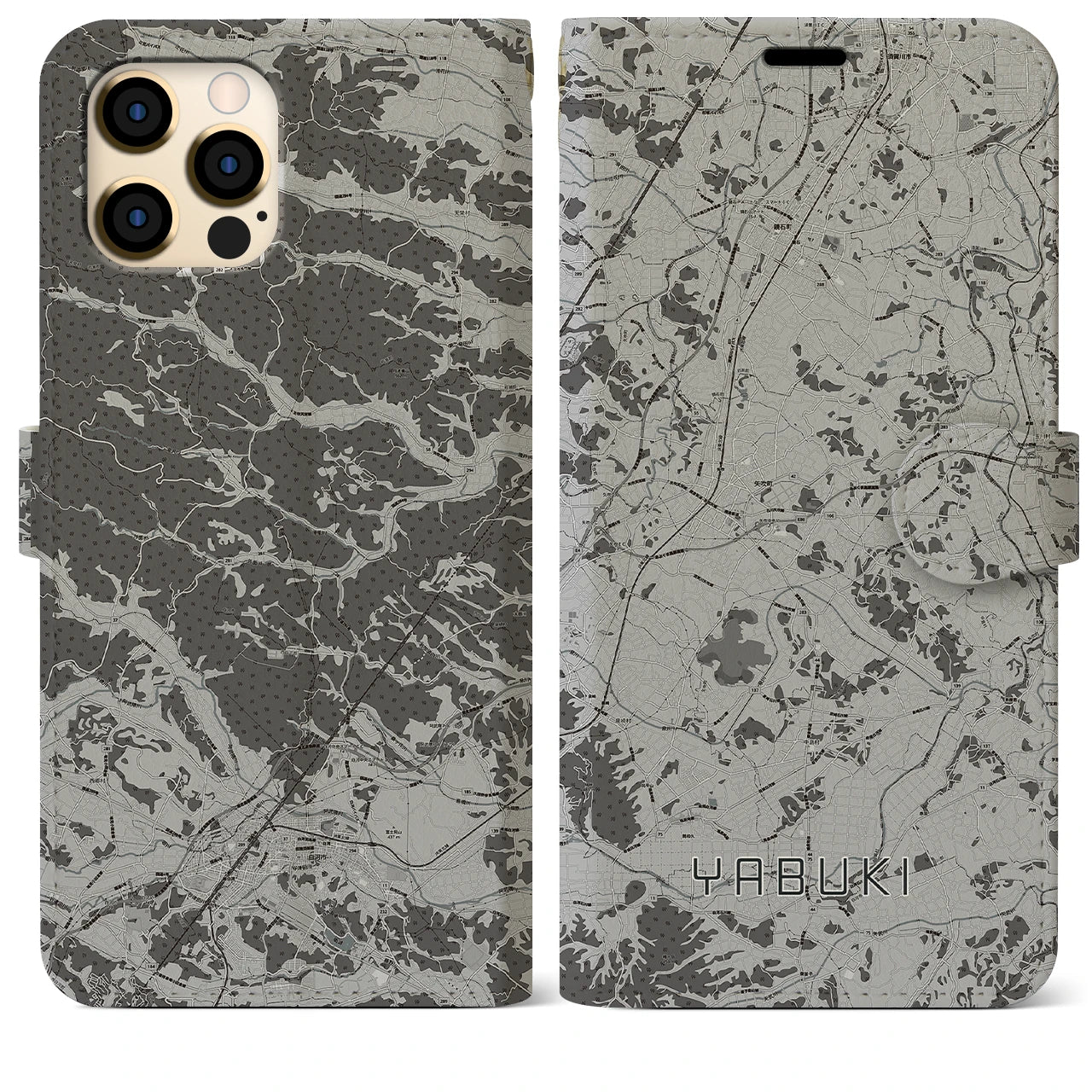 【矢吹(福島県)】地図柄iPhoneケース(手帳タイプ)