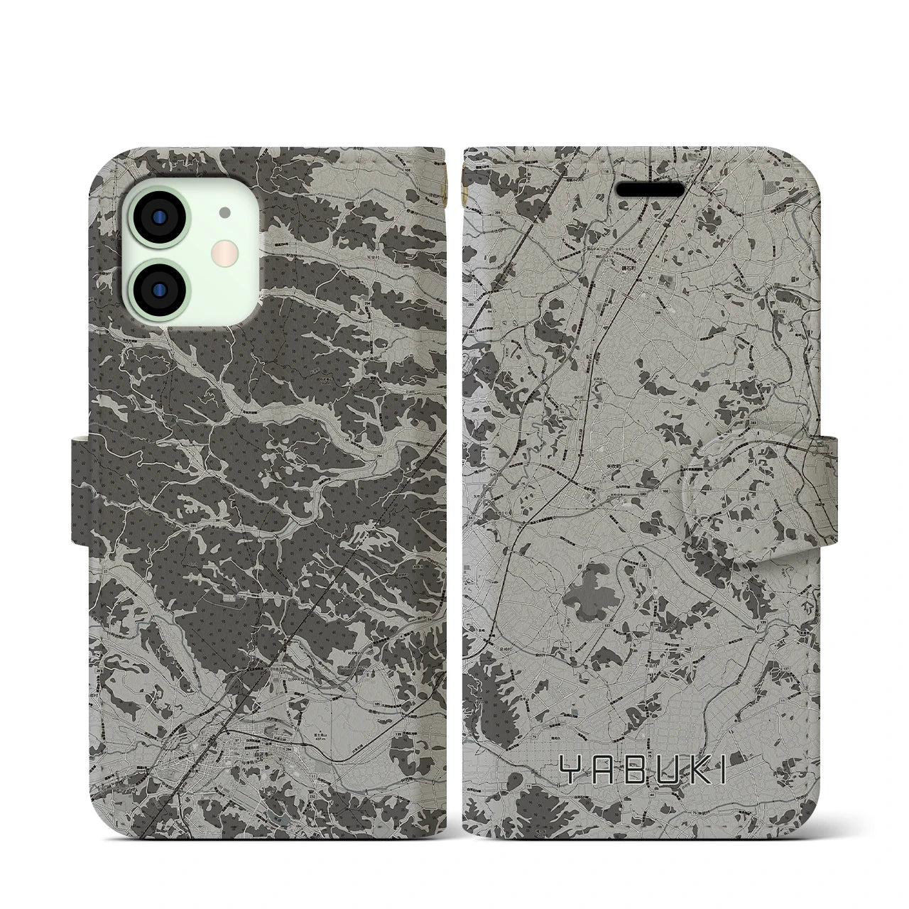 【矢吹(福島県)】地図柄iPhoneケース(手帳タイプ)