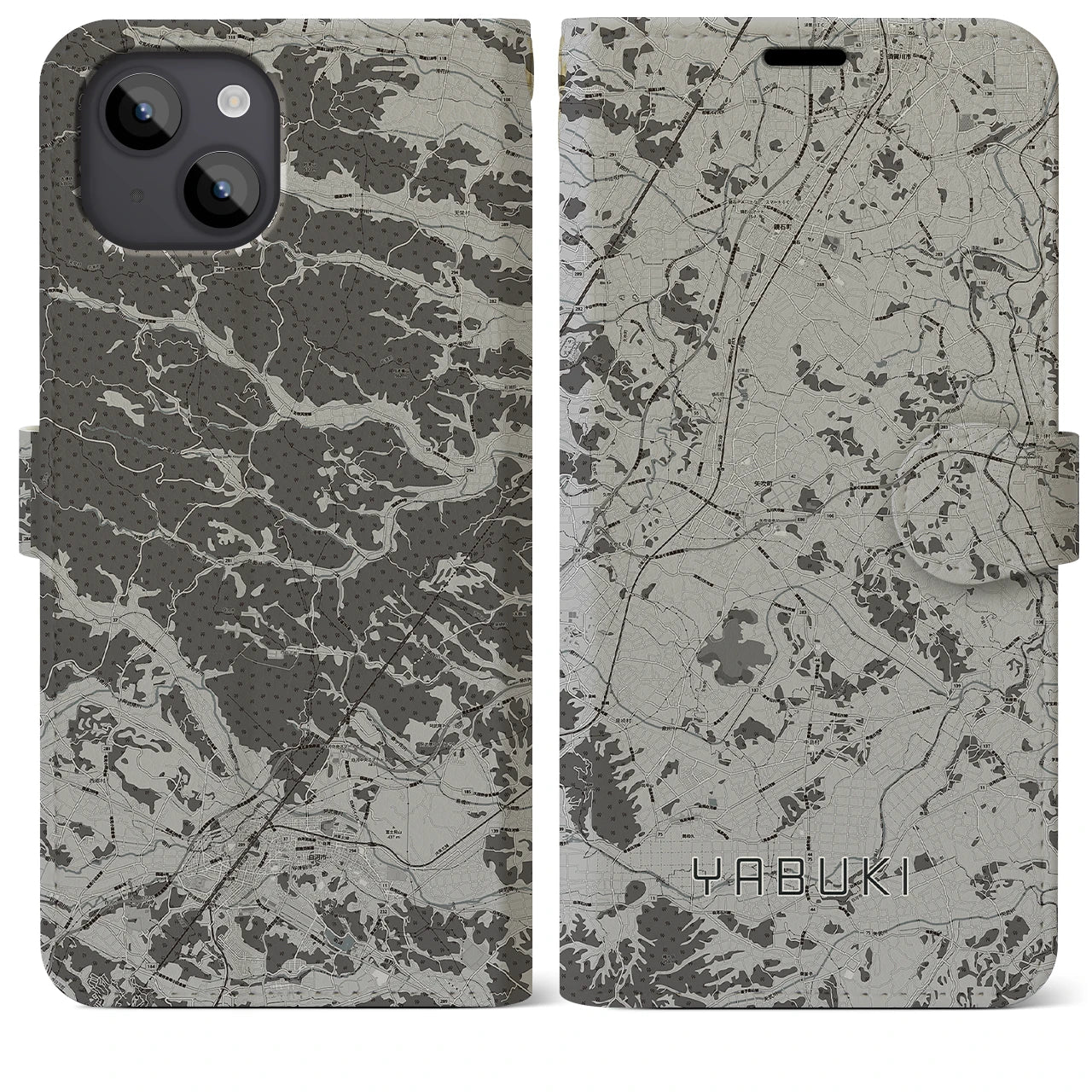 【矢吹(福島県)】地図柄iPhoneケース(手帳タイプ)