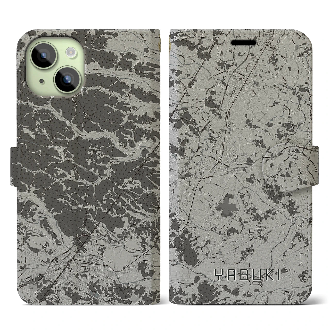 【矢吹(福島県)】地図柄iPhoneケース(手帳タイプ)