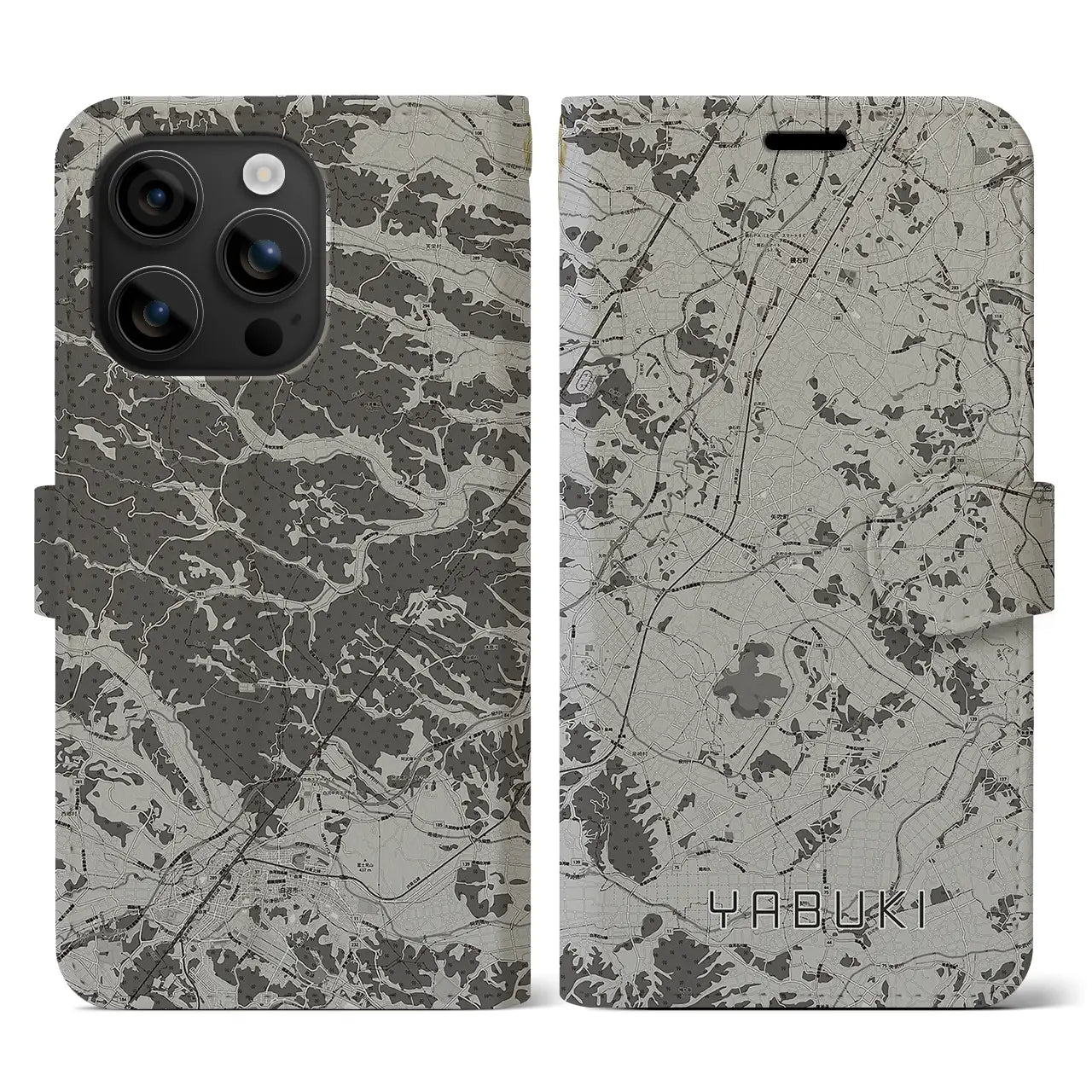 【矢吹(福島県)】地図柄iPhoneケース(手帳タイプ)