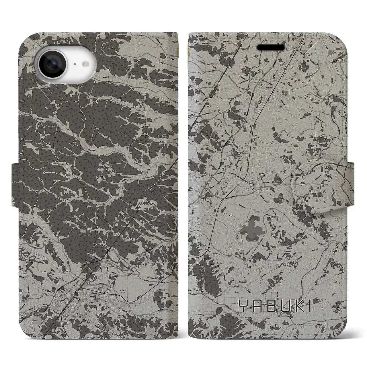 【矢吹(福島県)】地図柄iPhoneケース(手帳タイプ)