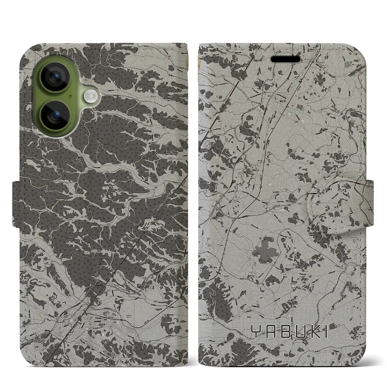 【矢吹(福島県)】地図柄iPhoneケース(手帳タイプ)