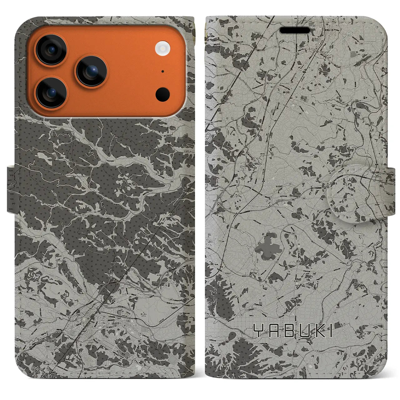 【矢吹(福島県)】地図柄iPhoneケース(手帳タイプ)