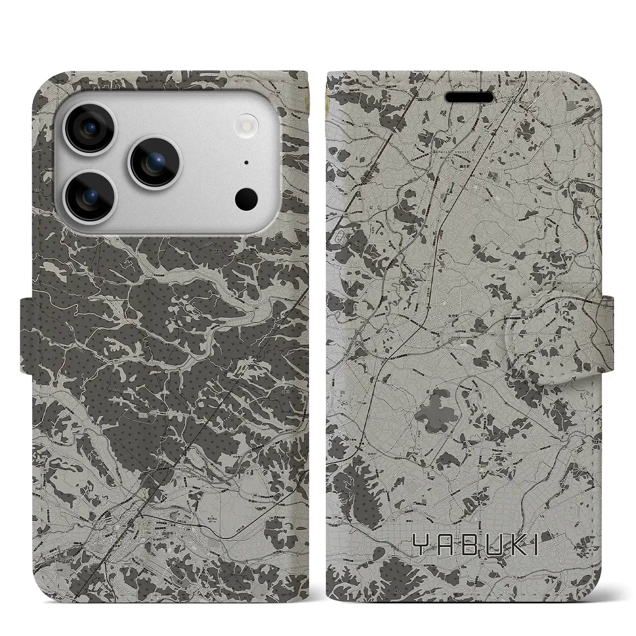 【矢吹(福島県)】地図柄iPhoneケース(手帳タイプ)