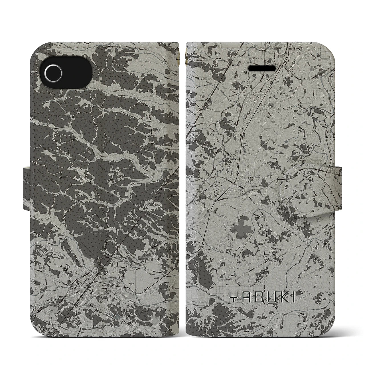 【矢吹(福島県)】地図柄iPhoneケース(手帳タイプ)