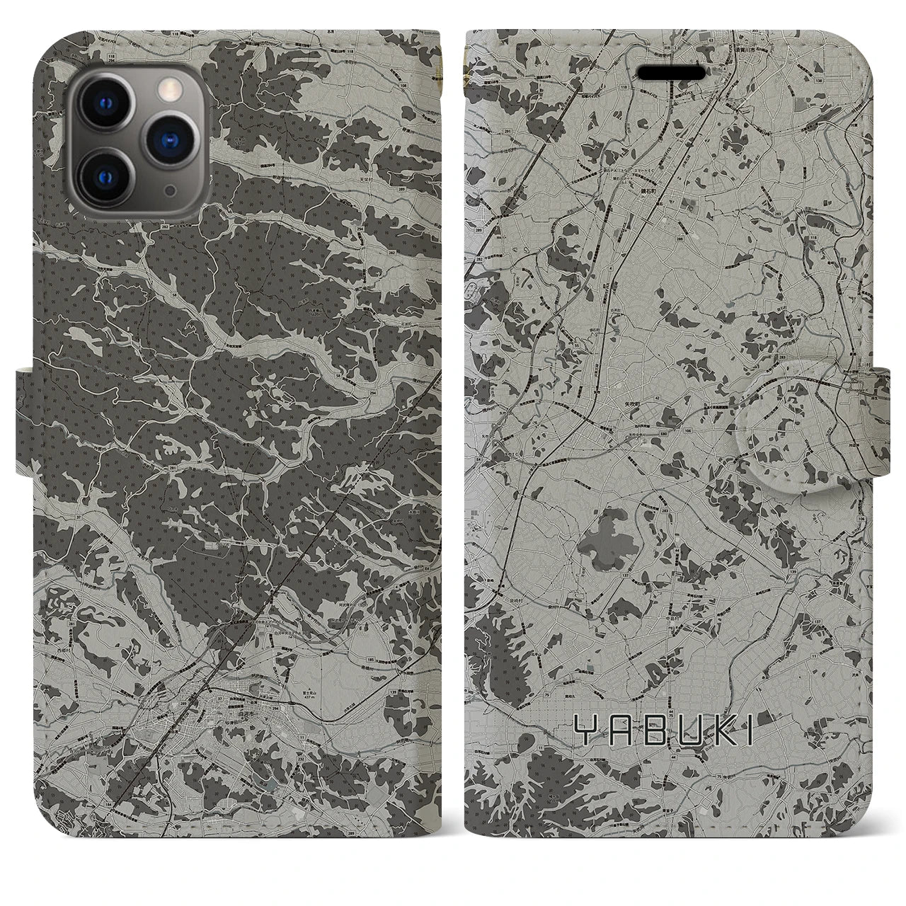 【矢吹(福島県)】地図柄iPhoneケース(手帳タイプ)