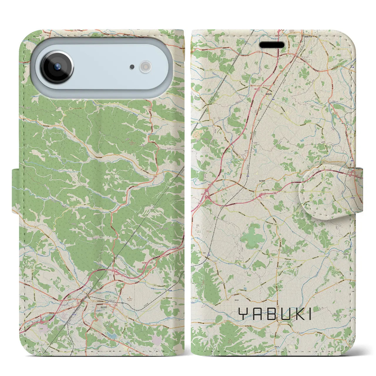 【矢吹(福島県)】地図柄iPhoneケース(手帳タイプ)