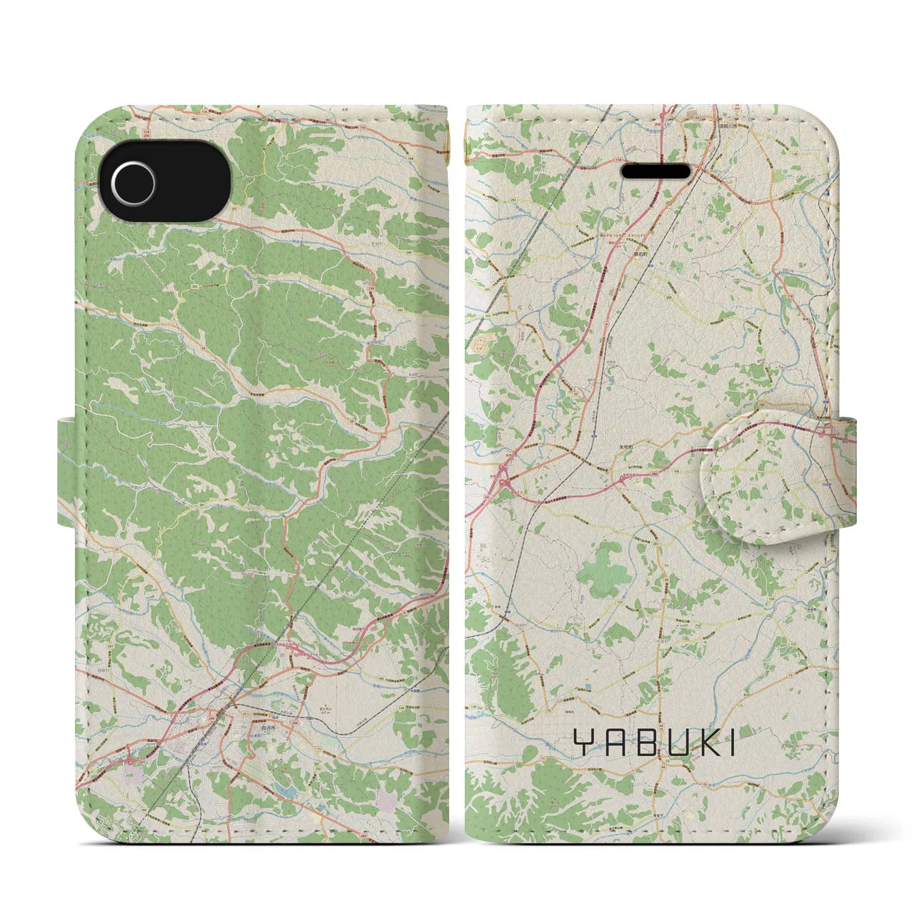 【矢吹(福島県)】地図柄iPhoneケース(手帳タイプ)