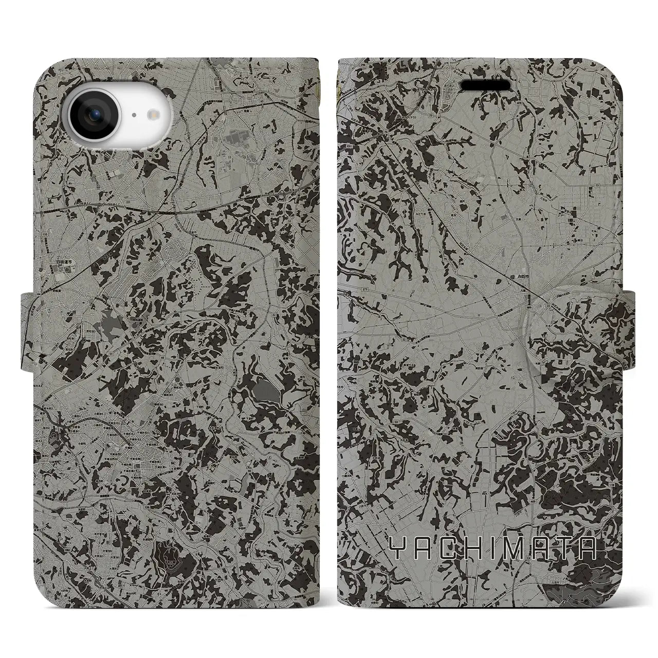 【八街(千葉県)】地図柄iPhoneケース(手帳タイプ)