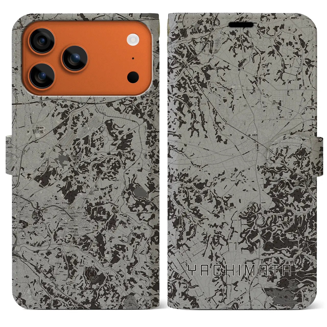 【八街(千葉県)】地図柄iPhoneケース(手帳タイプ)