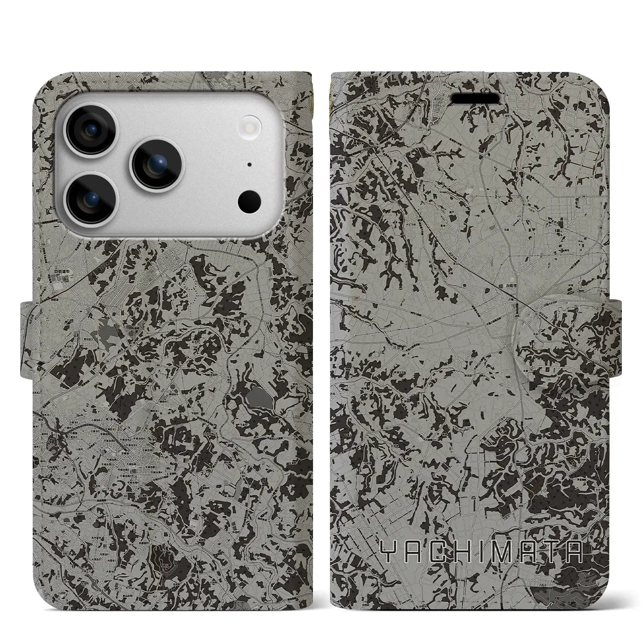 【八街(千葉県)】地図柄iPhoneケース(手帳タイプ)