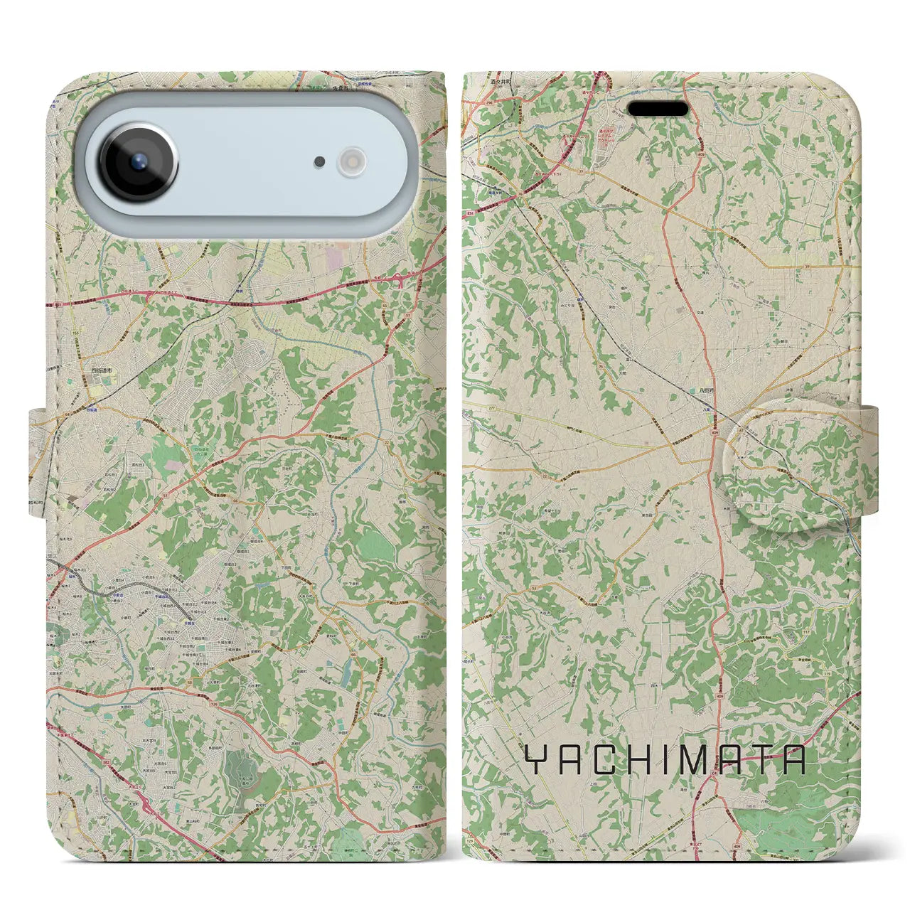 【八街(千葉県)】地図柄iPhoneケース(手帳タイプ)