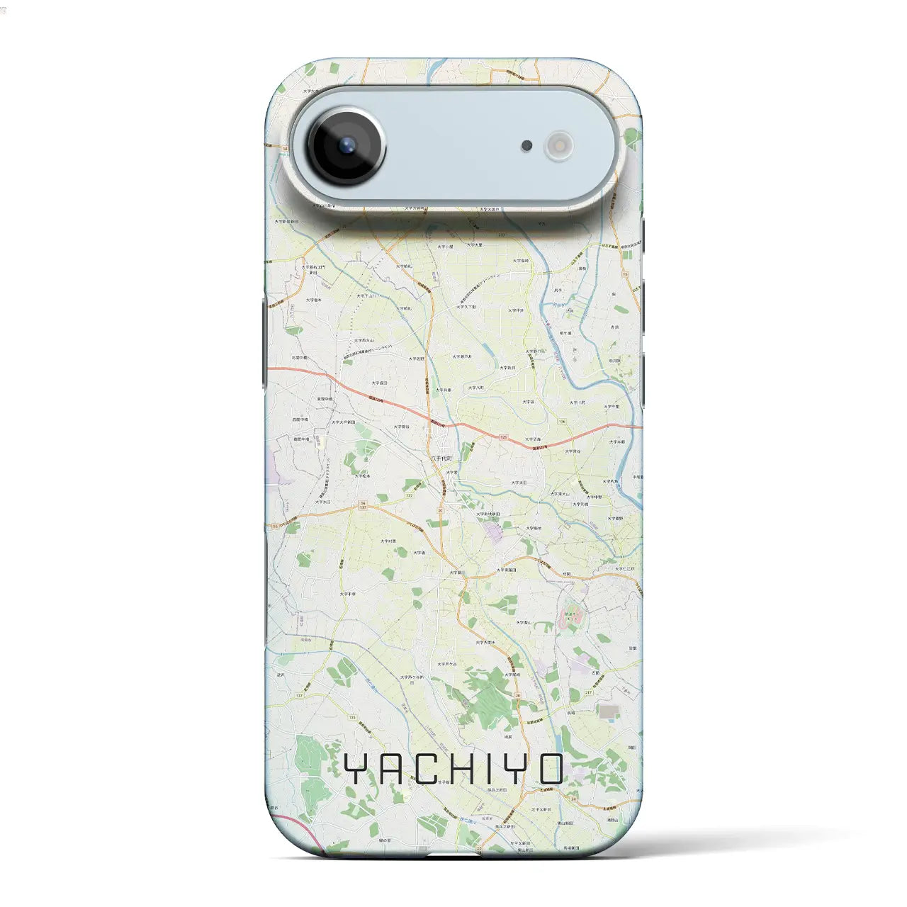 【八千代(茨城県)】地図柄iPhoneケース(バックカバータイプ)ブラック・iPhone 17 Pro Max 用