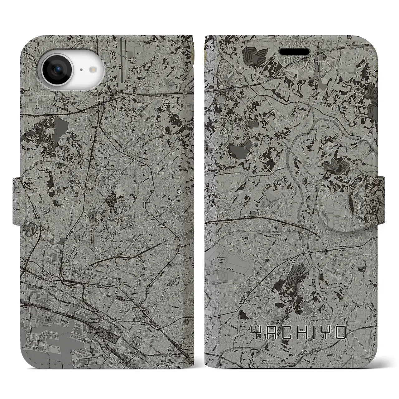 【八千代(千葉県)】地図柄iPhoneケース(手帳タイプ)