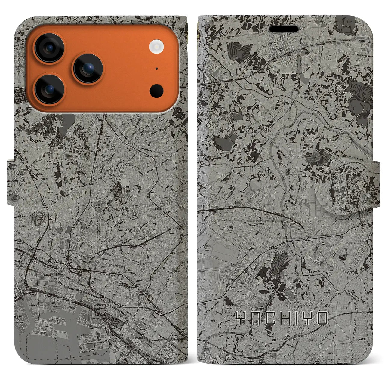 【八千代(千葉県)】地図柄iPhoneケース(手帳タイプ)