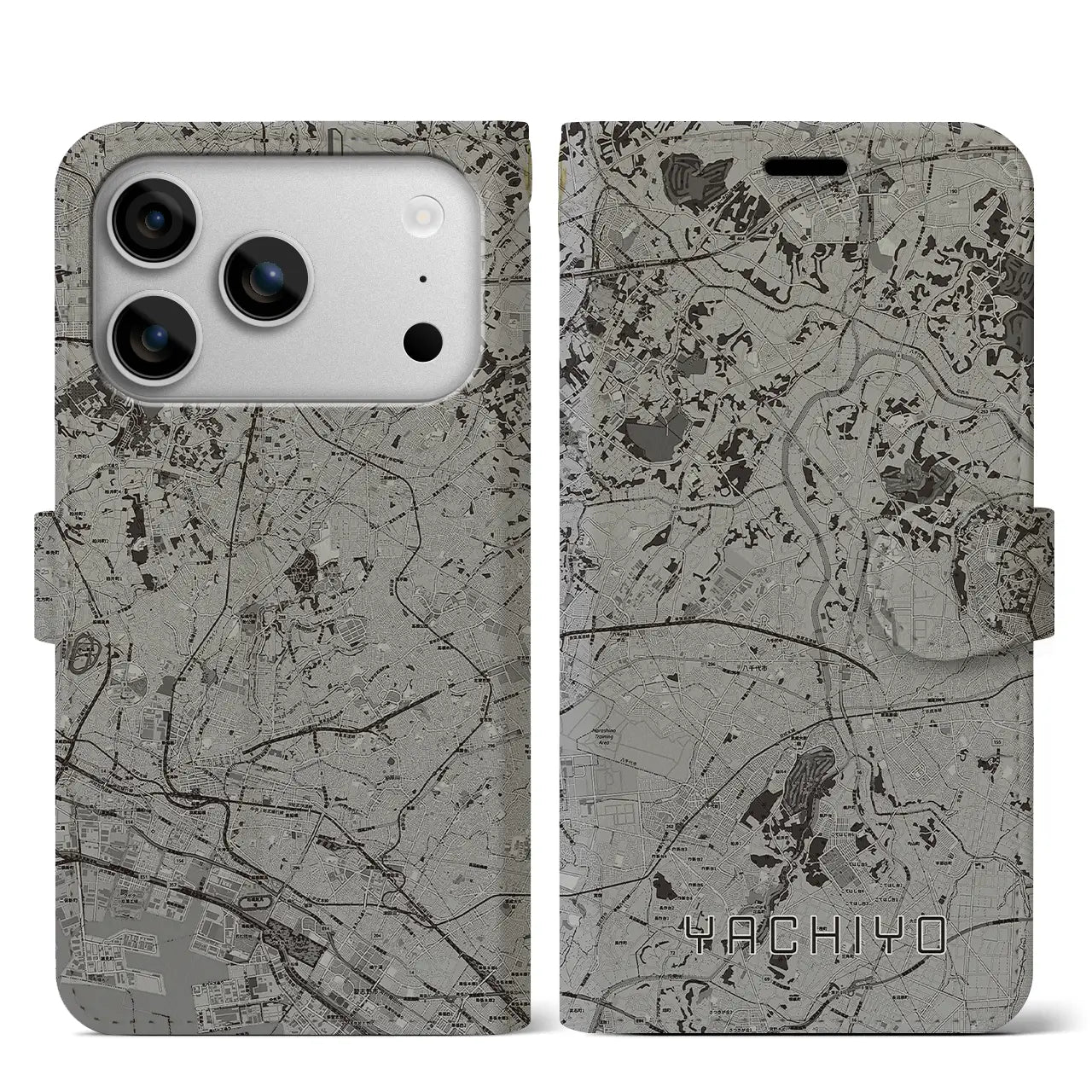 【八千代(千葉県)】地図柄iPhoneケース(手帳タイプ)