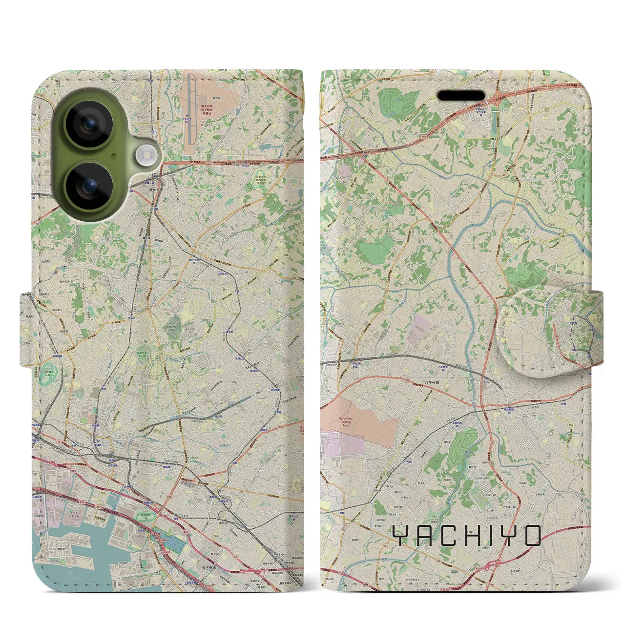 【八千代(千葉県)】地図柄iPhoneケース(手帳タイプ)