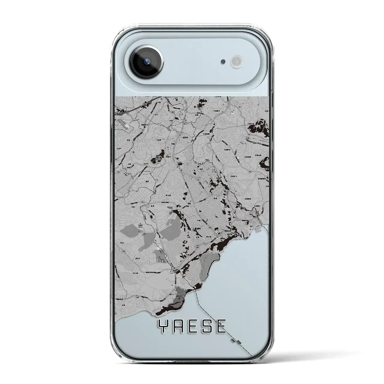 【八重瀬(沖縄県)】地図柄iPhoneケース(クリアタイプ)モノトーン・iPhone 17 Pro Max 用