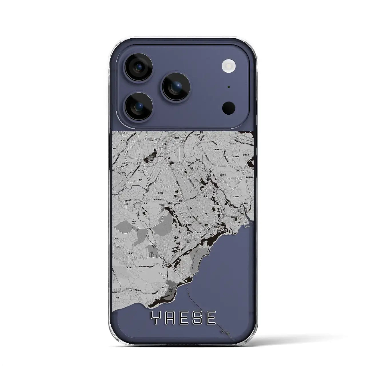 【八重瀬(沖縄県)】地図柄iPhoneケース(クリアタイプ)モノトーン・iPhone 17 Pro Max 用