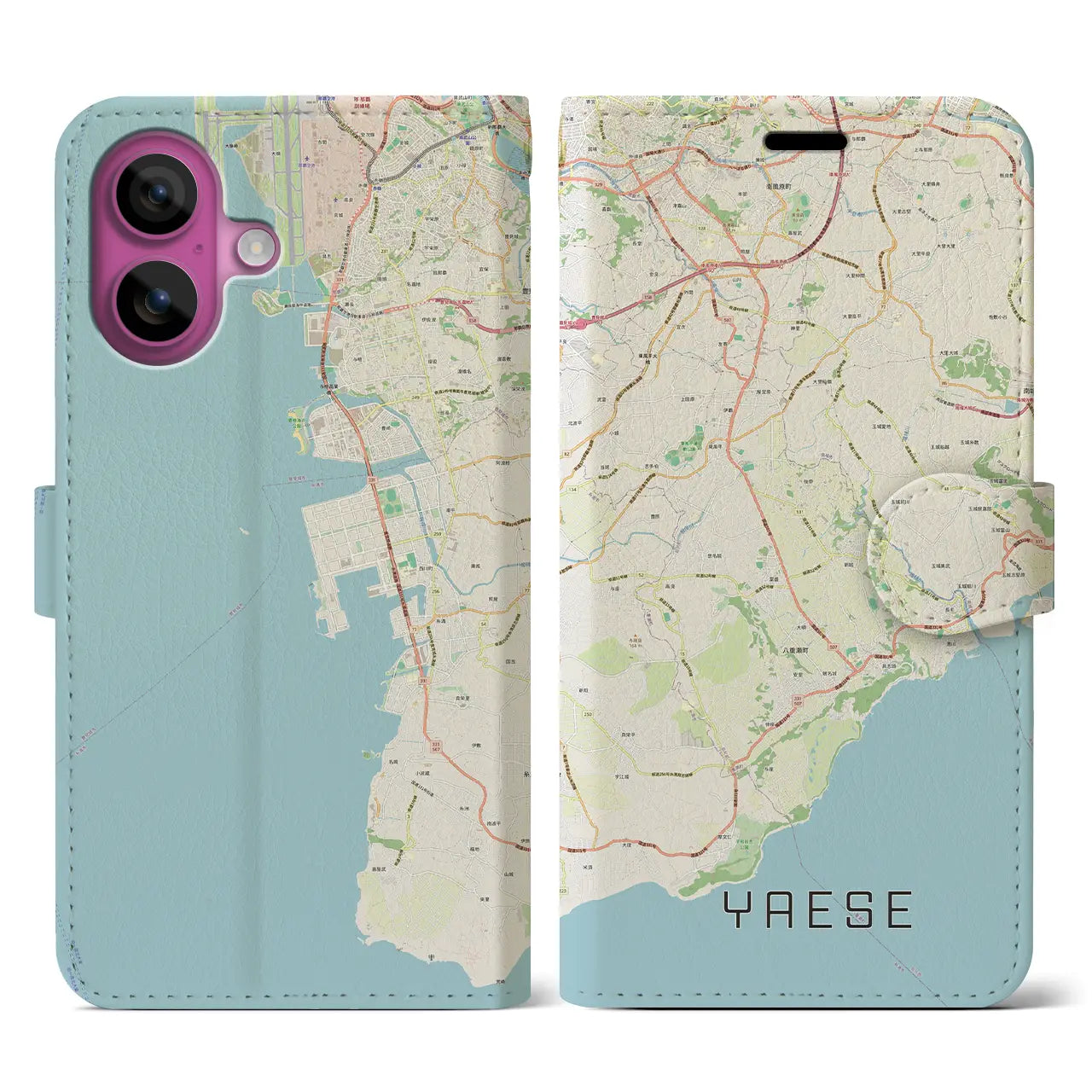 【八重瀬(沖縄県)】地図柄iPhoneケース(手帳タイプ)