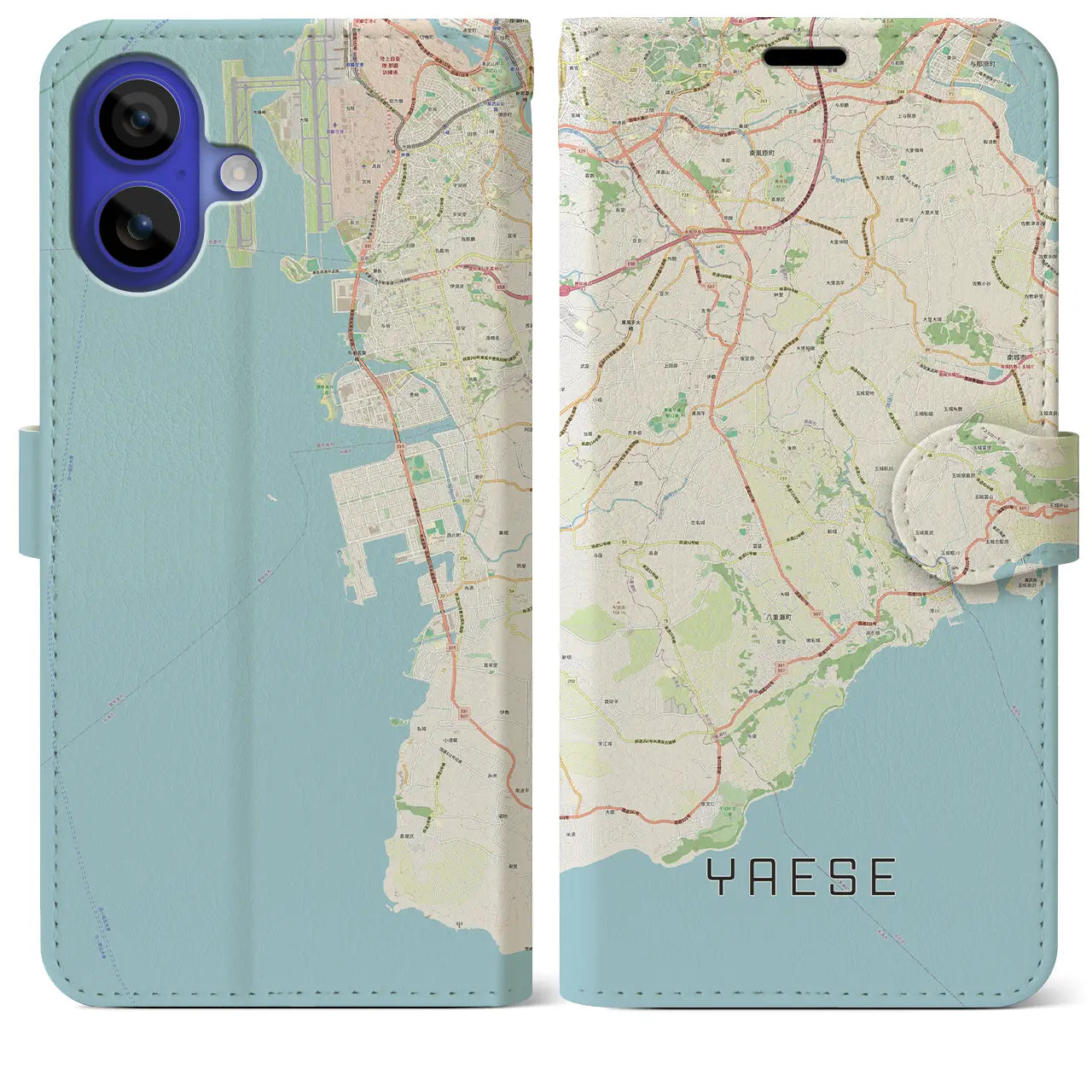 【八重瀬(沖縄県)】地図柄iPhoneケース(手帳タイプ)