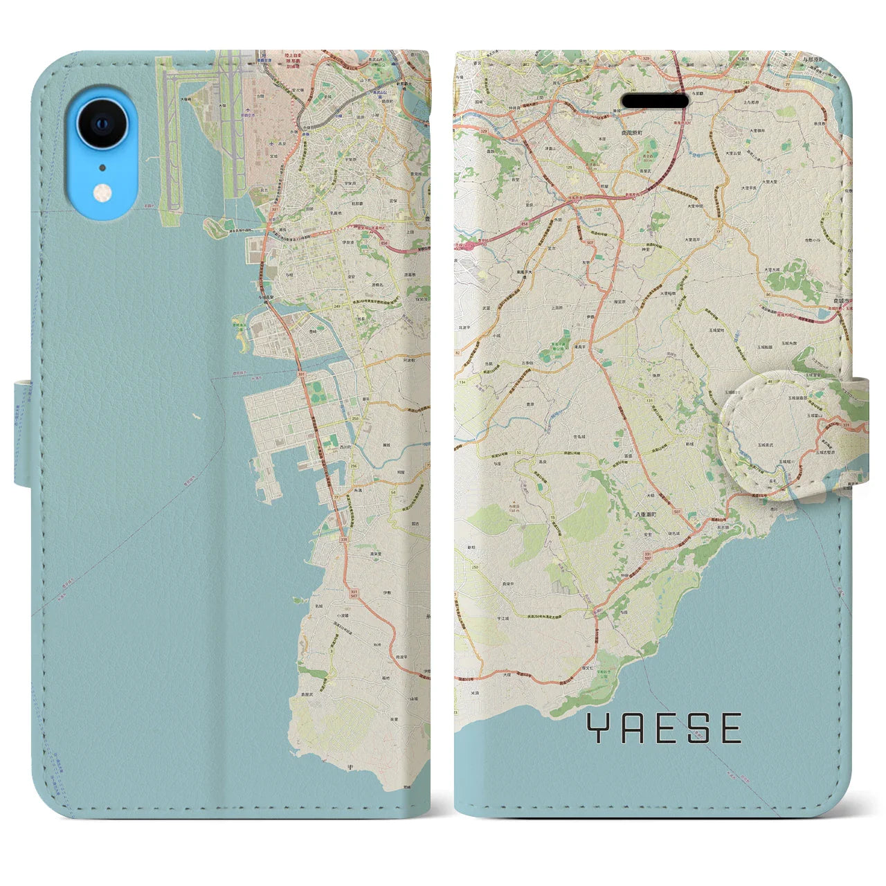 【八重瀬(沖縄県)】地図柄iPhoneケース(手帳タイプ)ナチュラル・iPhone XR 用