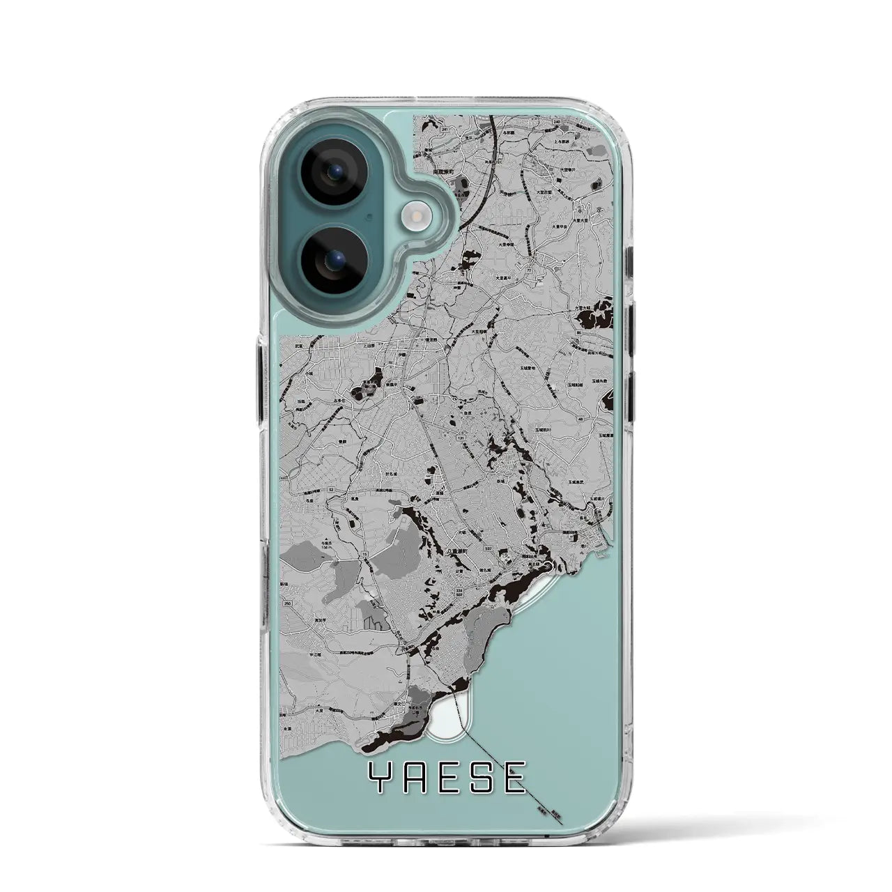 【八重瀬(沖縄県)】地図柄iPhoneケース(MagSafeタイプ)モノトーン・iPhone 16 Pro 用