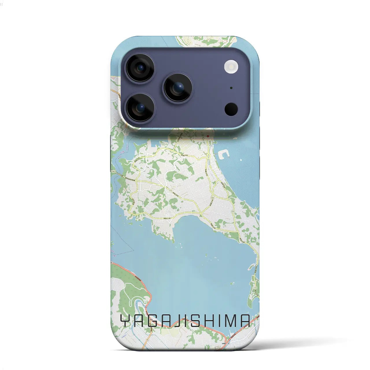 【屋我地島(沖縄県)】地図柄iPhoneケース(バックカバータイプ)ブラック・iPhone 17 Pro Max 用