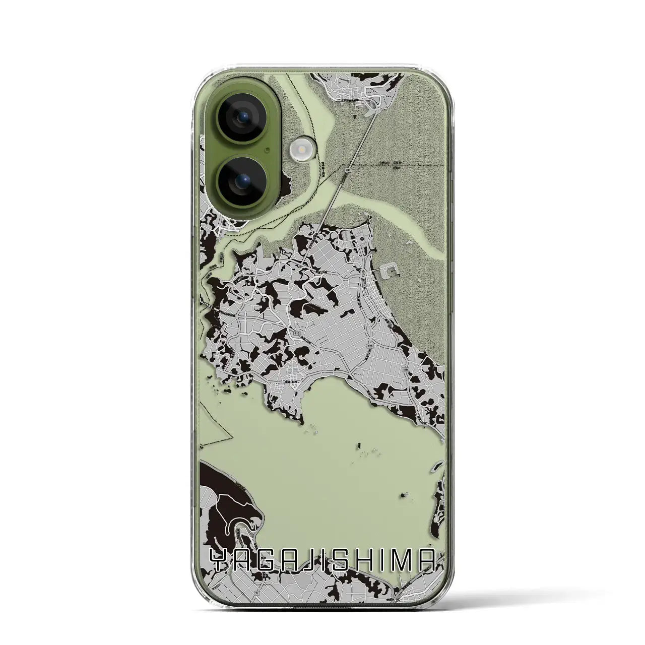 【屋我地島(沖縄県)】地図柄iPhoneケース(クリアタイプ)モノトーン・iPhone 17 Pro Max 用