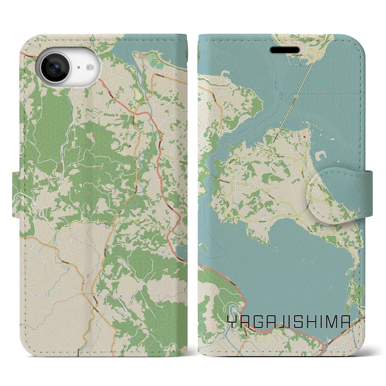 【屋我地島(沖縄県)】地図柄iPhoneケース(手帳タイプ)
