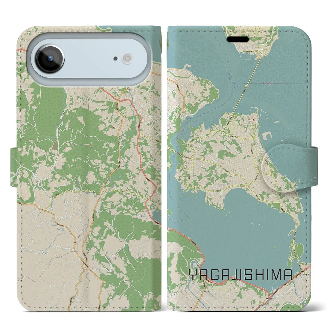 【屋我地島(沖縄県)】地図柄iPhoneケース(手帳タイプ)ナチュラル・iPhone 17 Pro Max 用