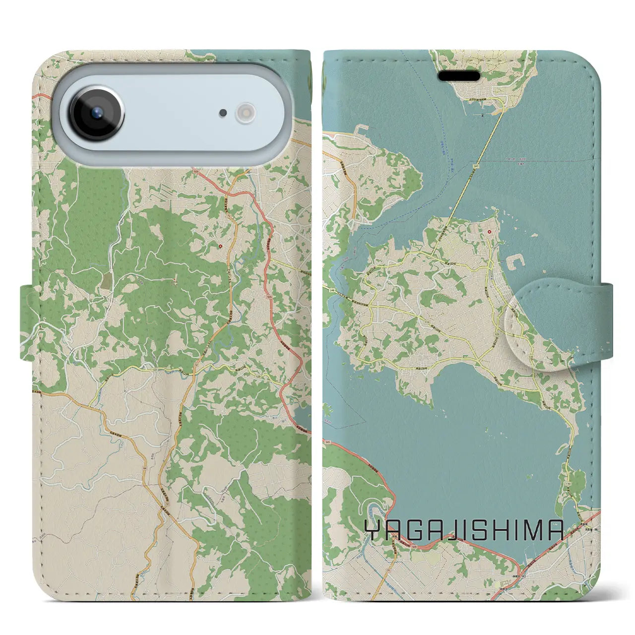 【屋我地島(沖縄県)】地図柄iPhoneケース(手帳タイプ)ナチュラル・iPhone 17 Pro Max 用