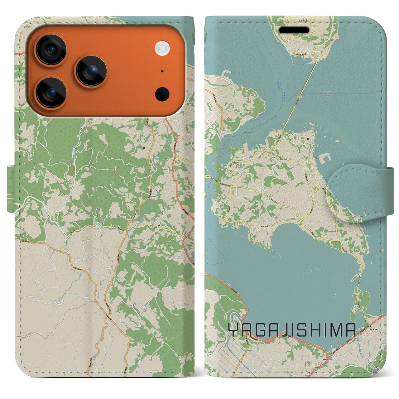 【屋我地島(沖縄県)】地図柄iPhoneケース(手帳タイプ)
