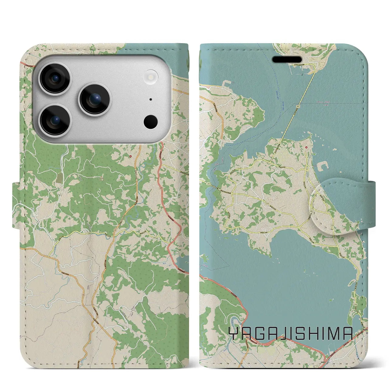 【屋我地島(沖縄県)】地図柄iPhoneケース(手帳タイプ)