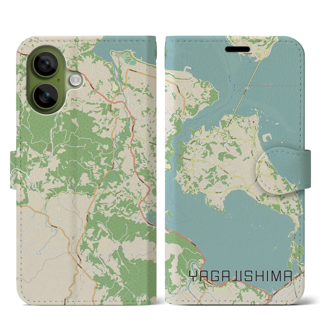 【屋我地島(沖縄県)】地図柄iPhoneケース(手帳タイプ)モノトーン・iPhone 17 Pro Max 用
